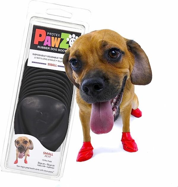 PawZ Rubber Dog Boots for Small Dogs 12pk Small Black Dog Booties